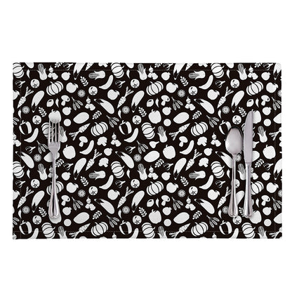 Blue And White Vegan Pattern Print Placemat