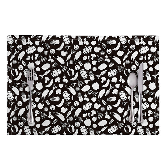 Blue And White Vegan Pattern Print Placemat