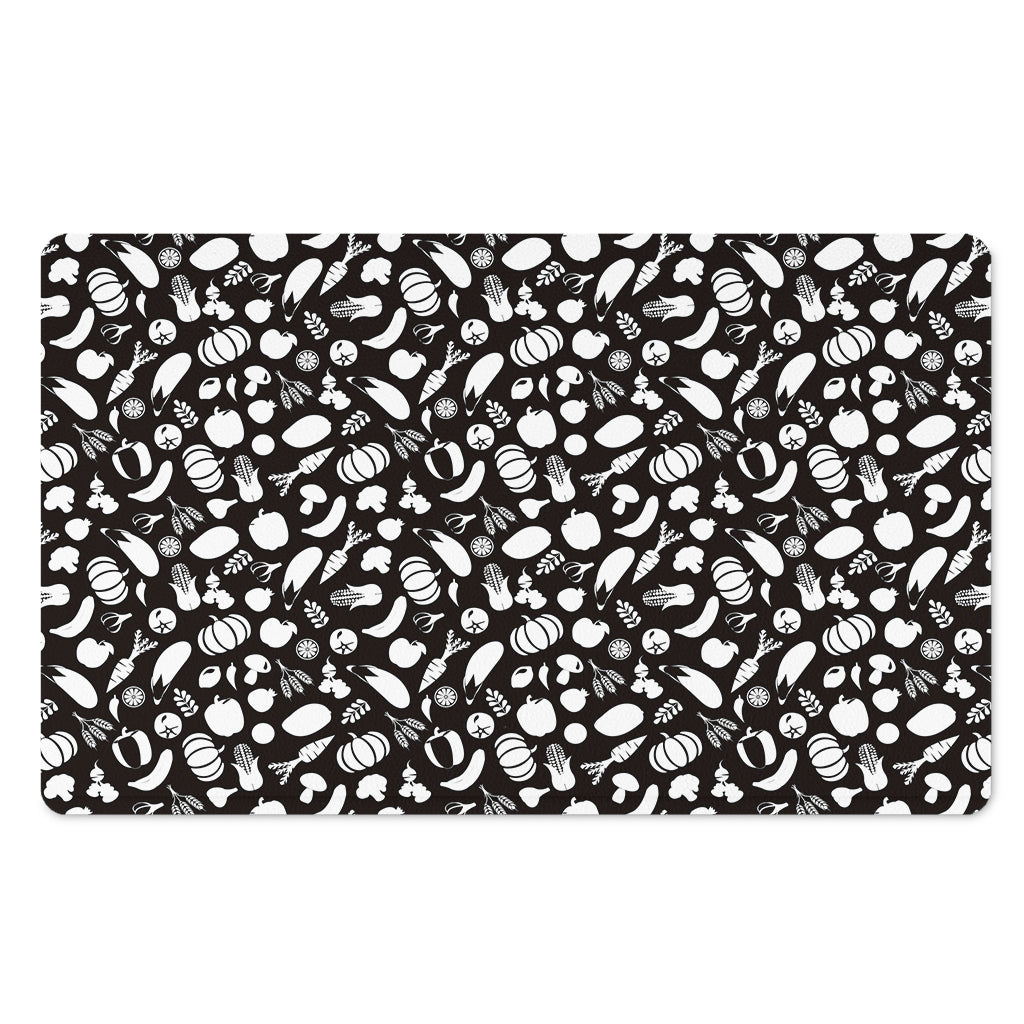Blue And White Vegan Pattern Print Polyester Doormat