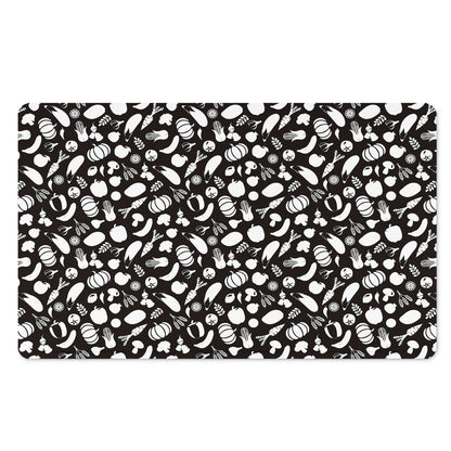 Blue And White Vegan Pattern Print Polyester Doormat