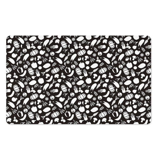 Blue And White Vegan Pattern Print Polyester Doormat