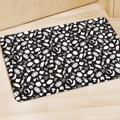 Blue And White Vegan Pattern Print Polyester Doormat