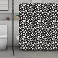 Blue And White Vegan Pattern Print Polyester Shower Curtain