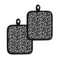 Blue And White Vegan Pattern Print Pot Holders