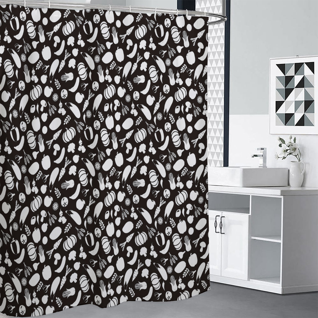 Blue And White Vegan Pattern Print Premium Shower Curtain