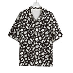 Blue And White Vegan Pattern Print Rayon Hawaiian Shirt