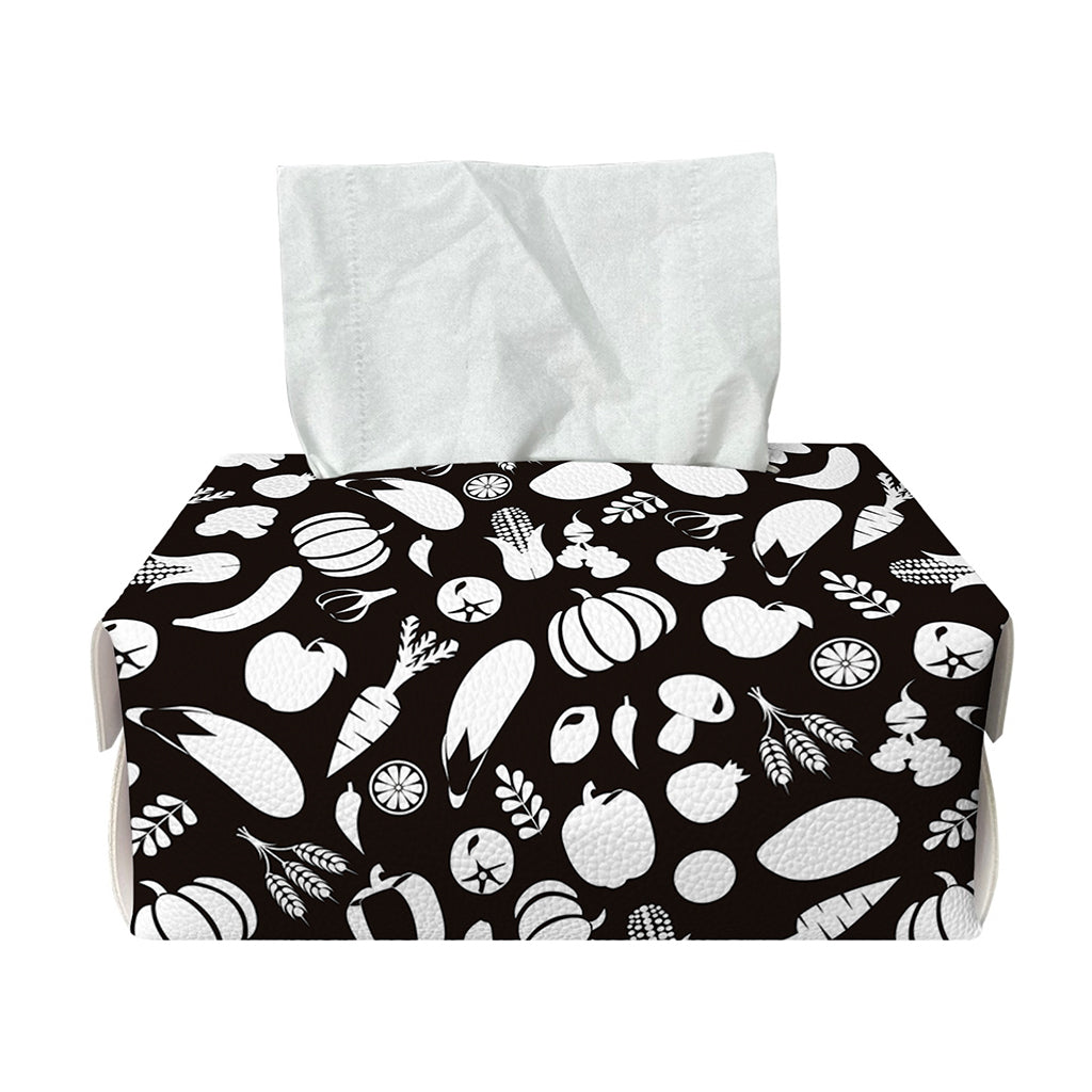 Blue And White Vegan Pattern Print Rectangle Tissue Box Cover