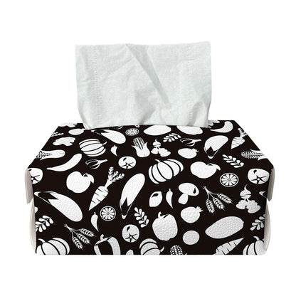 Blue And White Vegan Pattern Print Rectangle Tissue Box Cover