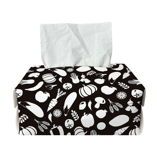 Blue And White Vegan Pattern Print Rectangle Tissue Box Cover