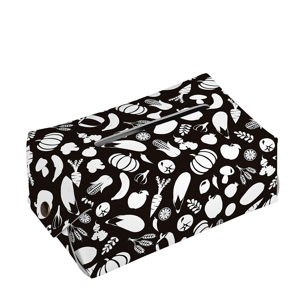 Blue And White Vegan Pattern Print Rectangle Tissue Box Cover