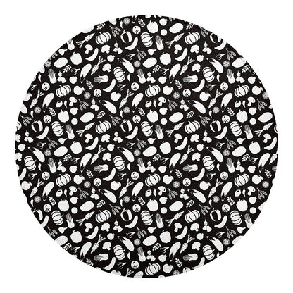 Blue And White Vegan Pattern Print Round Blanket