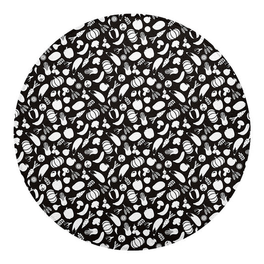 Blue And White Vegan Pattern Print Round Blanket