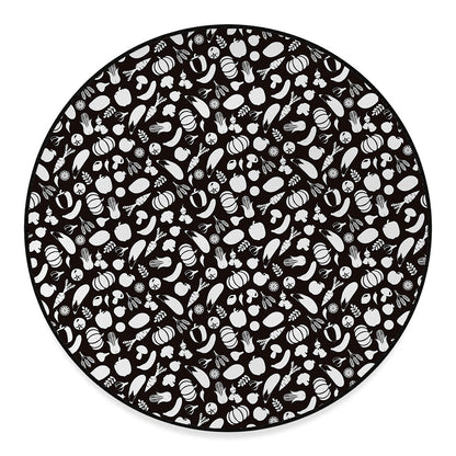 Blue And White Vegan Pattern Print Round Floor Mat