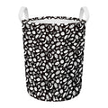 Blue And White Vegan Pattern Print Round Laundry Basket