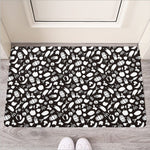 Blue And White Vegan Pattern Print Rubber Doormat