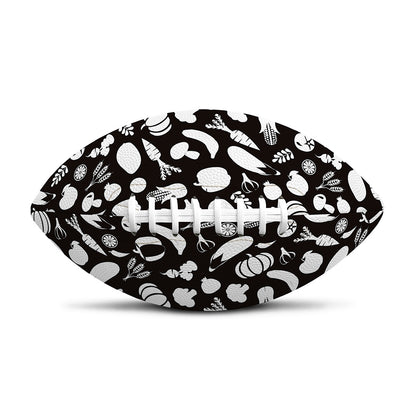 Blue And White Vegan Pattern Print Rugby Ball