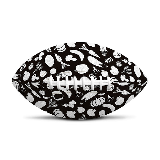 Blue And White Vegan Pattern Print Rugby Ball
