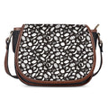 Blue And White Vegan Pattern Print Saddle Bag