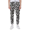 Blue And White Vegan Pattern Print Joggers