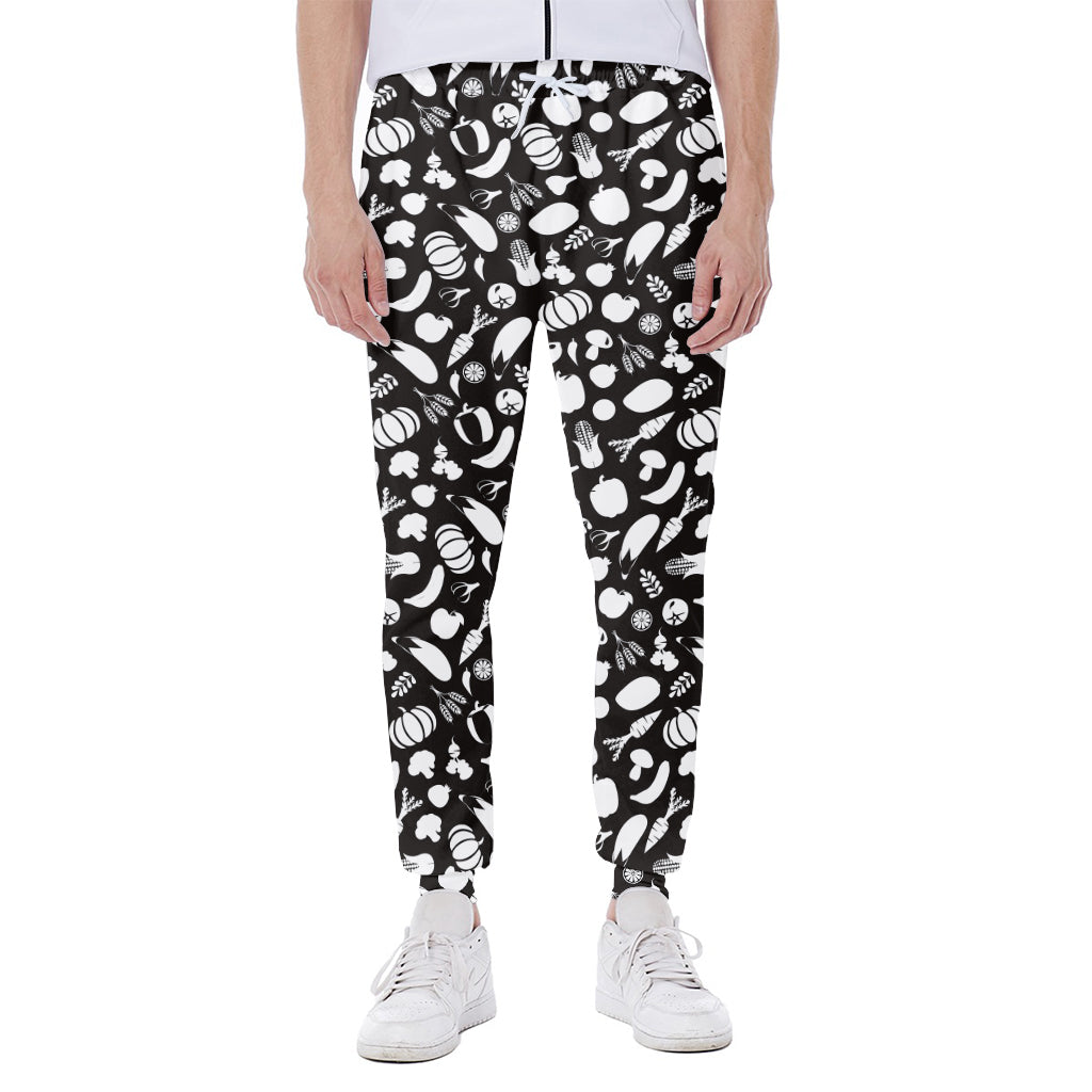 Blue And White Vegan Pattern Print Scuba Joggers