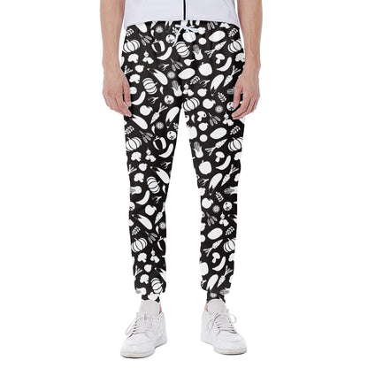Blue And White Vegan Pattern Print Scuba Joggers