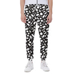 Blue And White Vegan Pattern Print Scuba Joggers