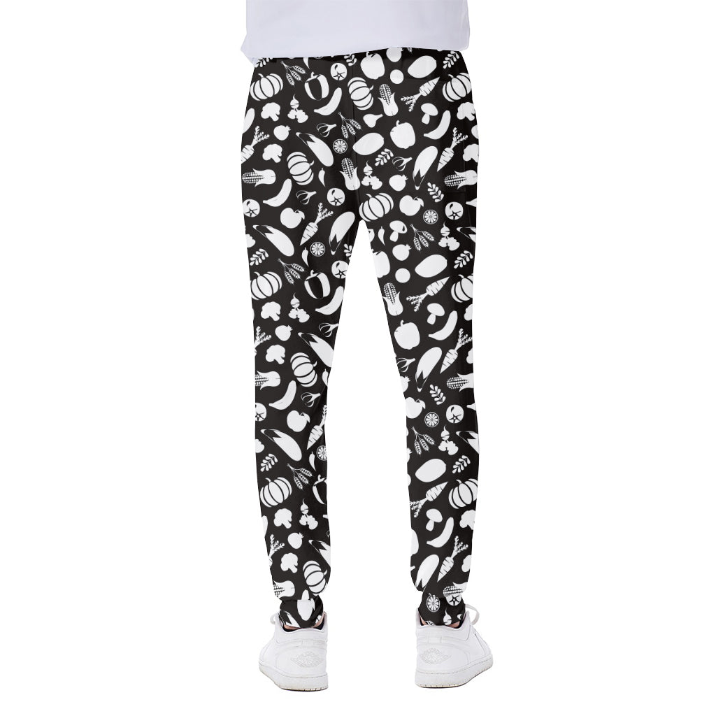 Blue And White Vegan Pattern Print Scuba Joggers