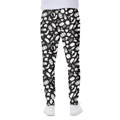 Blue And White Vegan Pattern Print Scuba Joggers