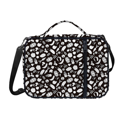 Blue And White Vegan Pattern Print Shoulder Strap Bible Bag