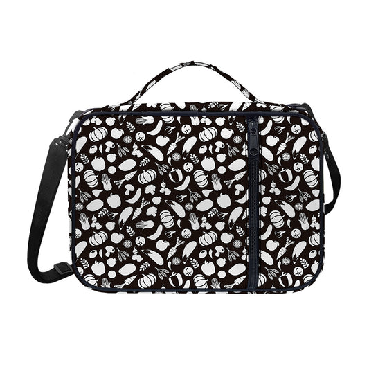 Blue And White Vegan Pattern Print Shoulder Strap Bible Bag