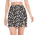 Blue And White Vegan Pattern Print Side Slit Mini Skirt