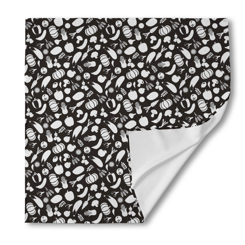 Blue And White Vegan Pattern Print Silk Bandana
