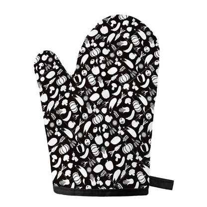 Blue And White Vegan Pattern Print Single Oven Mitt