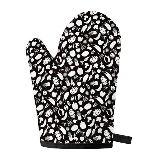 Blue And White Vegan Pattern Print Single Oven Mitt
