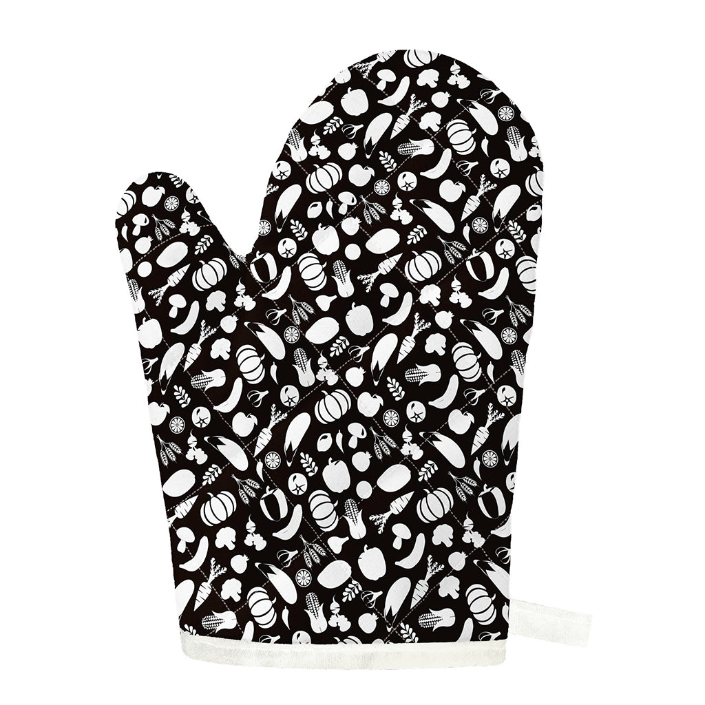 Blue And White Vegan Pattern Print Single Oven Mitt