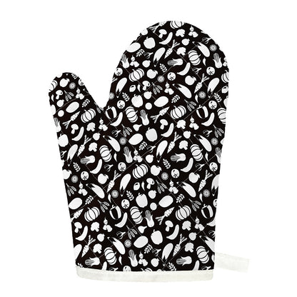 Blue And White Vegan Pattern Print Single Oven Mitt