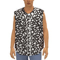 Blue And White Vegan Pattern Print Sleeveless Baseball Jersey