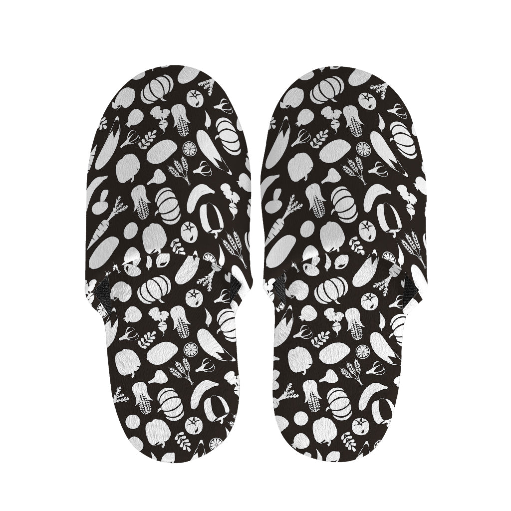 Blue And White Vegan Pattern Print Slippers