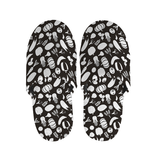 Blue And White Vegan Pattern Print Slippers
