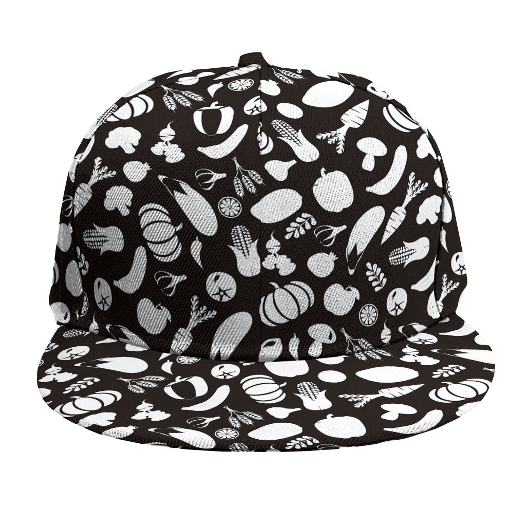 Blue And White Vegan Pattern Print Snapback Cap