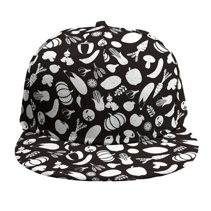 Blue And White Vegan Pattern Print Snapback Cap