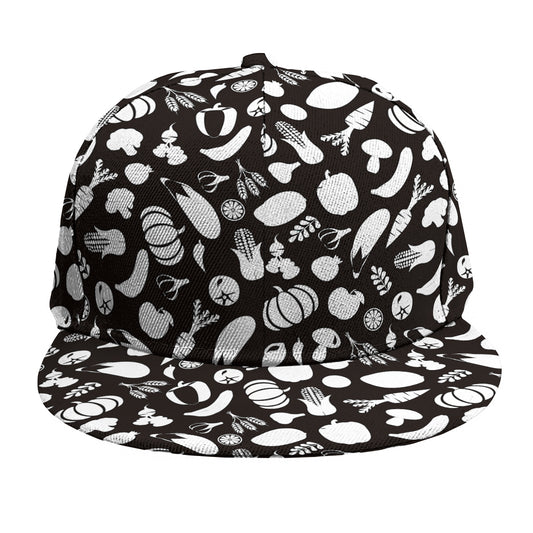 Blue And White Vegan Pattern Print Snapback Cap