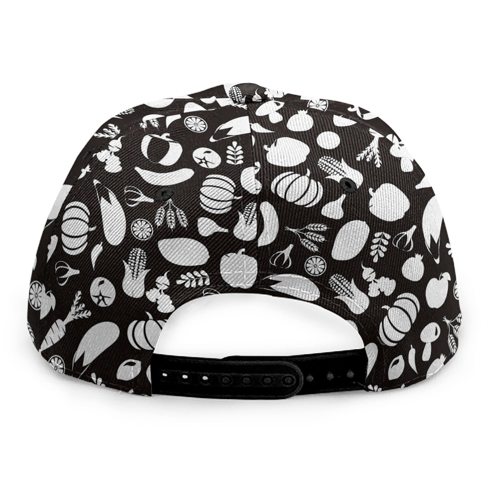 Blue And White Vegan Pattern Print Snapback Cap