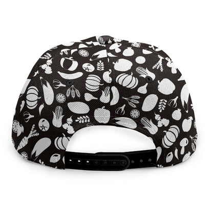 Blue And White Vegan Pattern Print Snapback Cap