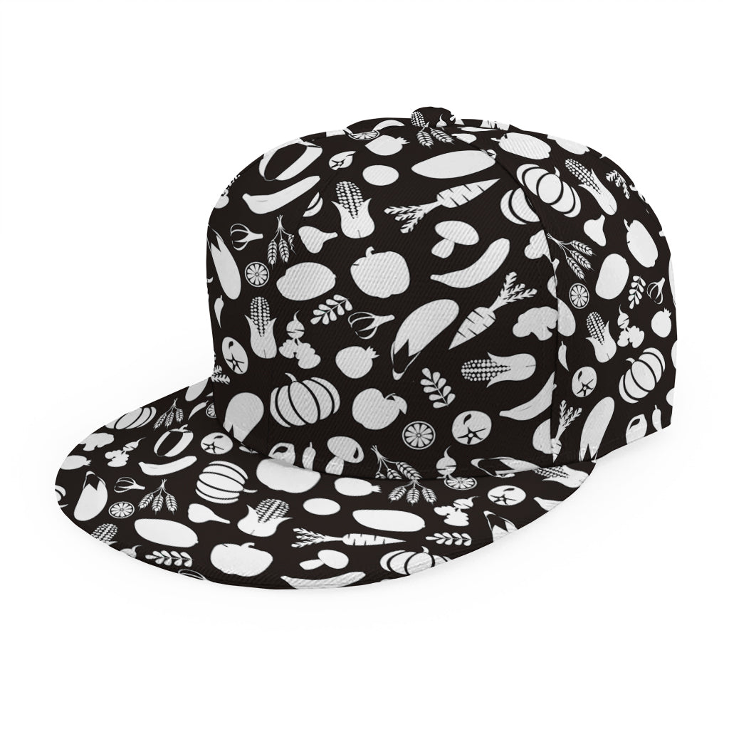 Blue And White Vegan Pattern Print Snapback Cap