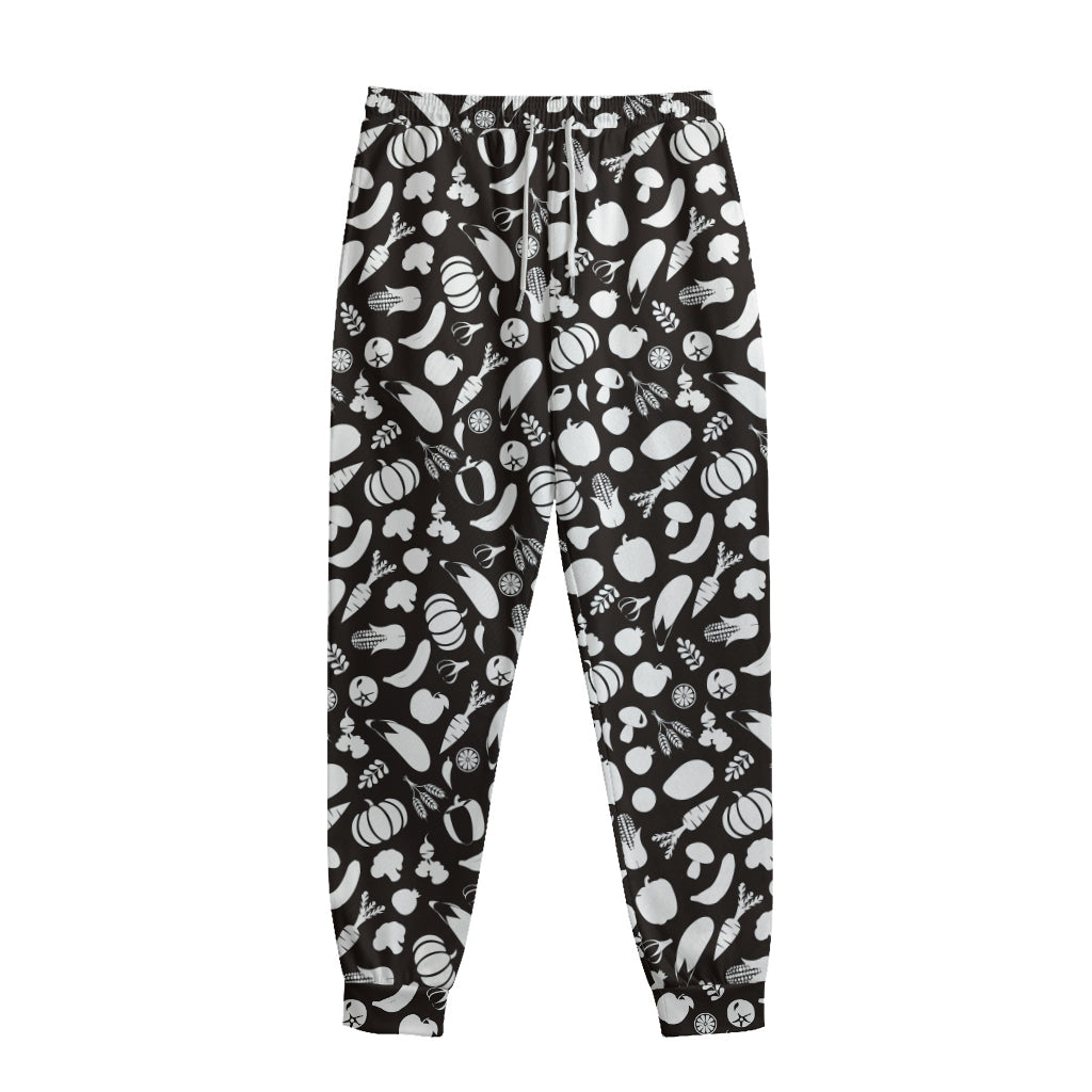 Blue And White Vegan Pattern Print Sweatpants