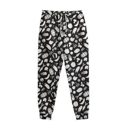 Blue And White Vegan Pattern Print Sweatpants