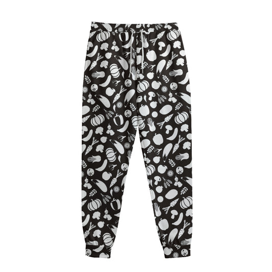 Blue And White Vegan Pattern Print Sweatpants