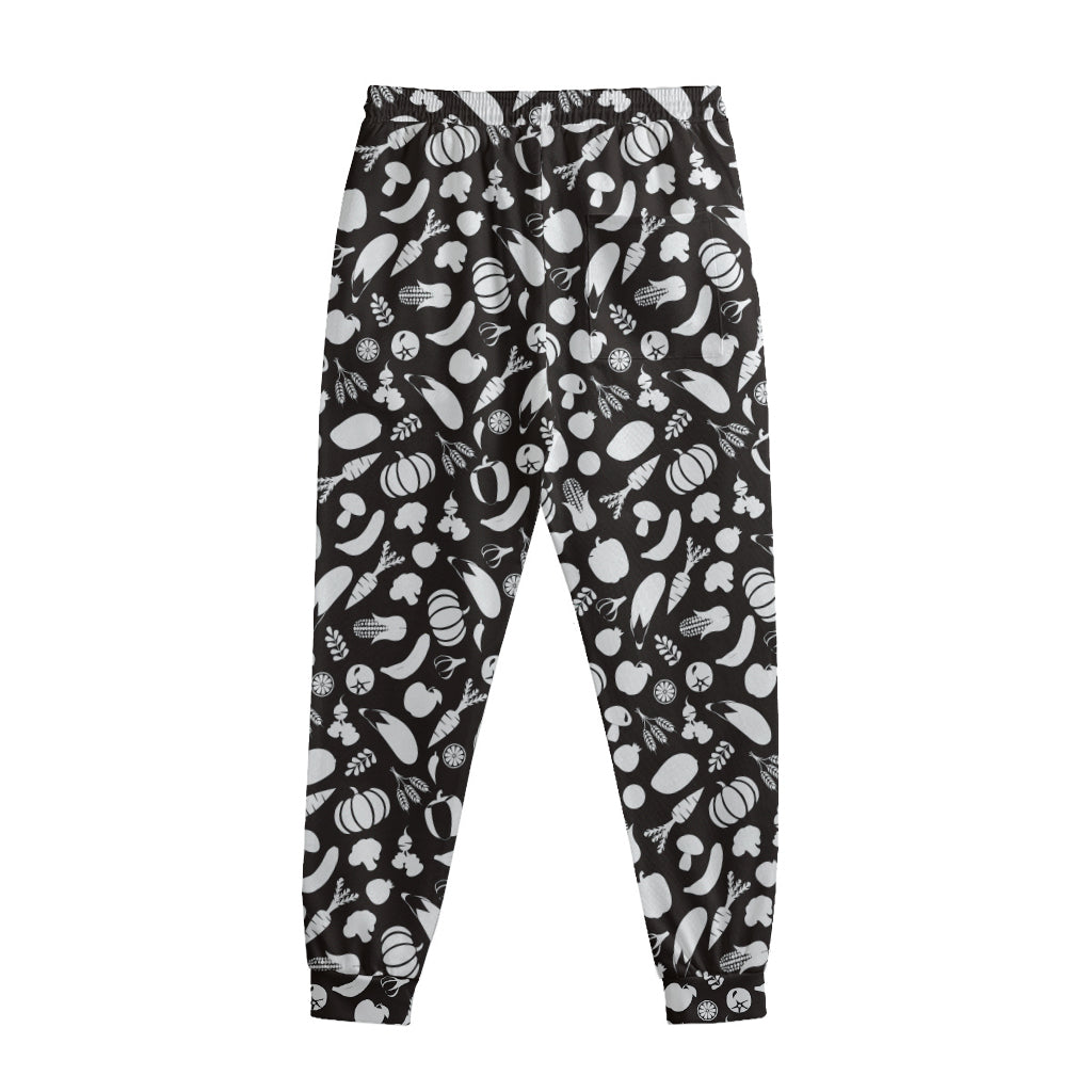 Blue And White Vegan Pattern Print Sweatpants