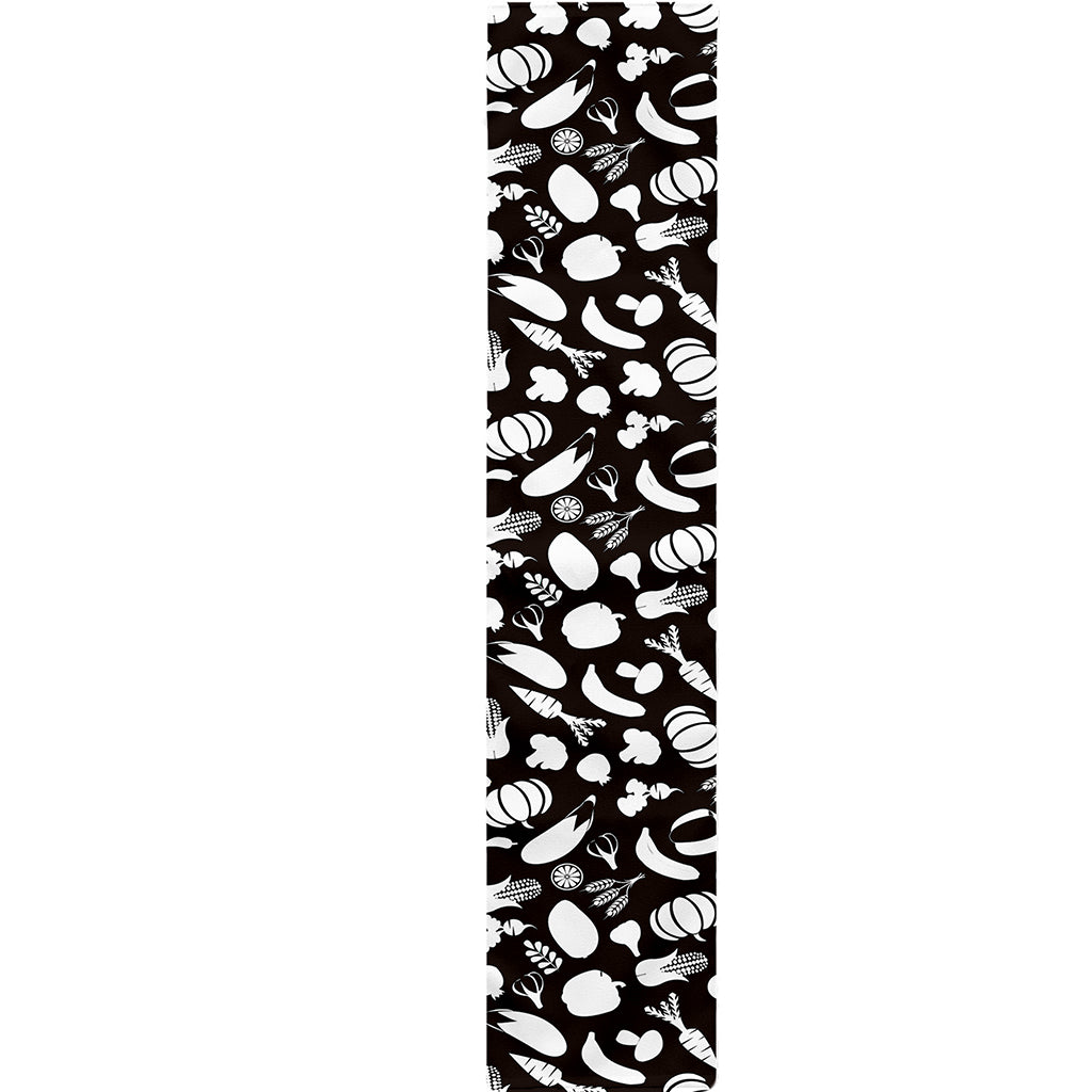 Blue And White Vegan Pattern Print Table Runner